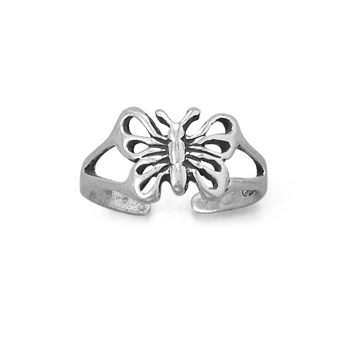 Silver Stars Sweet Butterfly Toe Ring