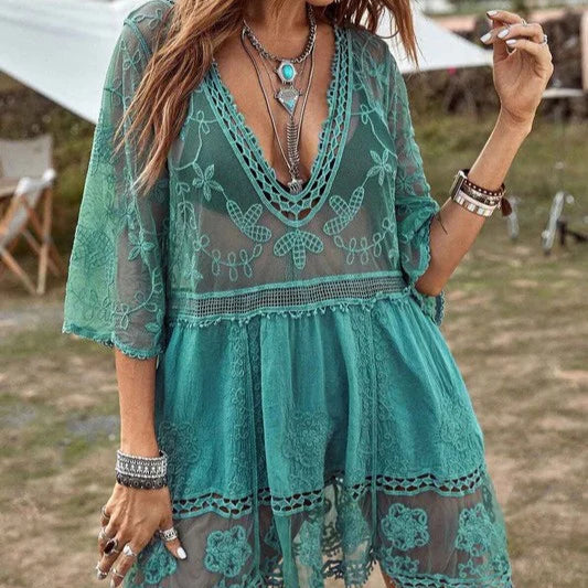 Charmo Lace Cover Up Beach Dress