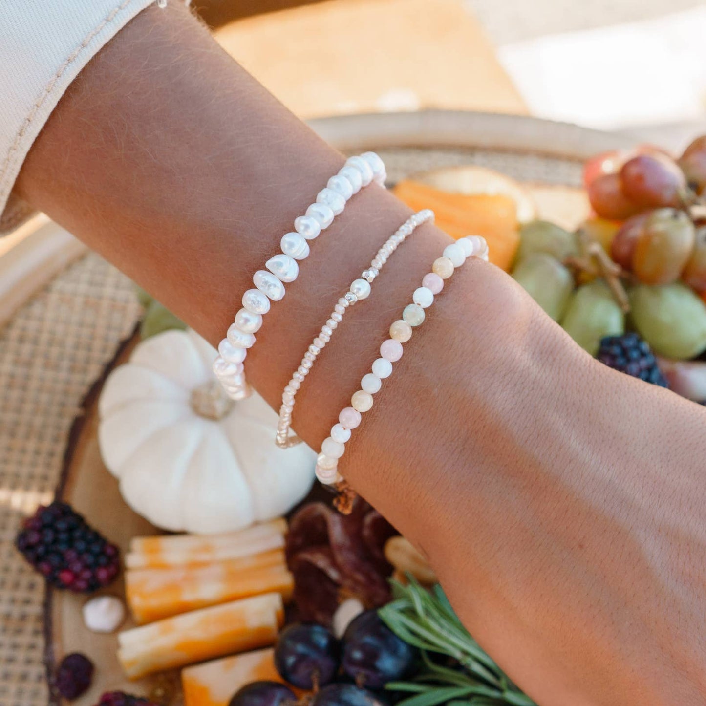 Lotus and Luna Goddess Bracelet - Pearl Self Love