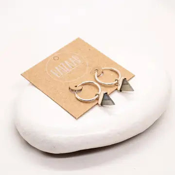 Baizaar Huggie Hoop with Triangle Stone Drop