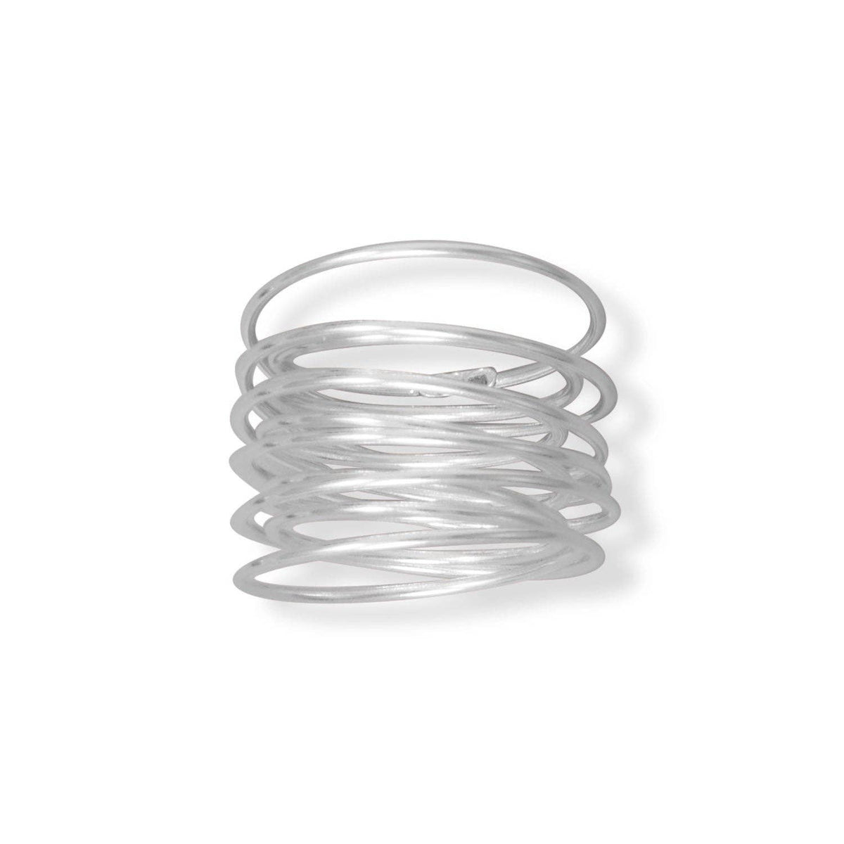Silver Stars Coiled Spring Ring