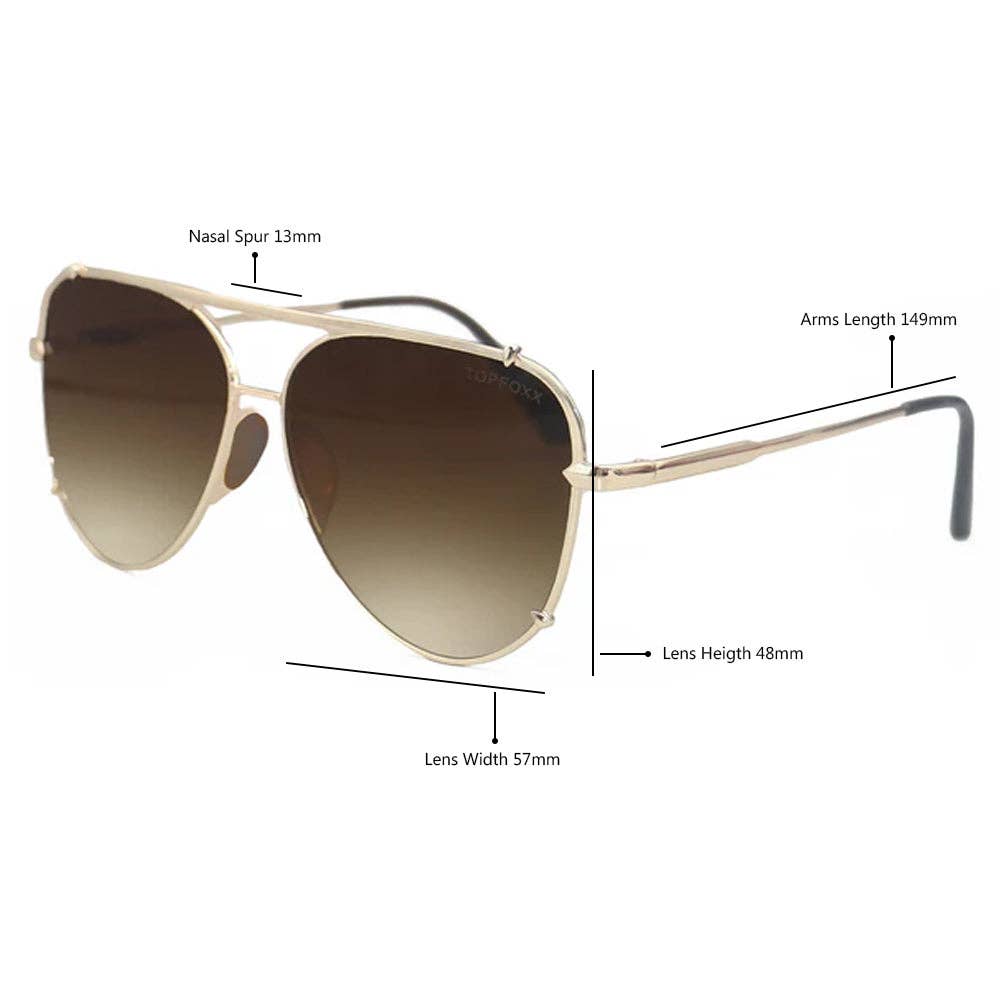 TOPFOXX Smaller Cristina Tangle Free Aviator Sunglasses - Gold/Faded Brown