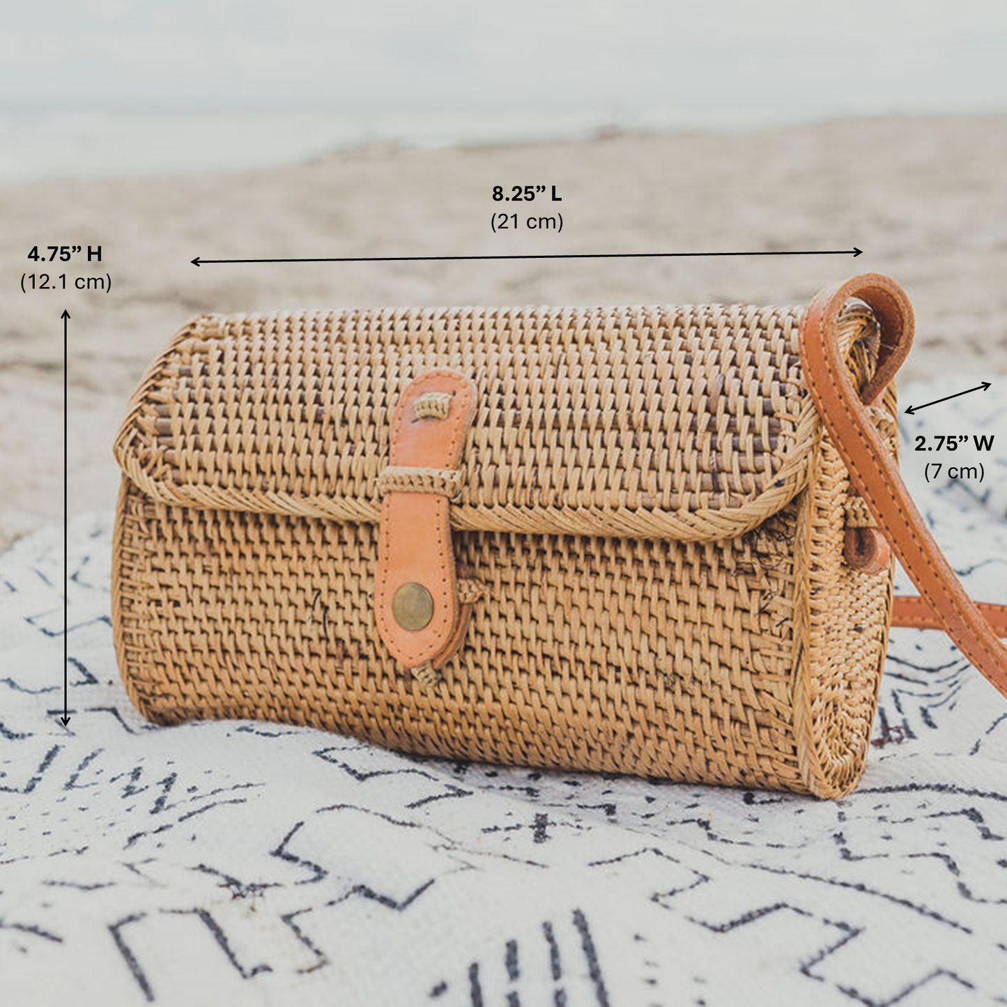 Ganapati Bali Rattan Crossbody Bag - Small Mailer Bag