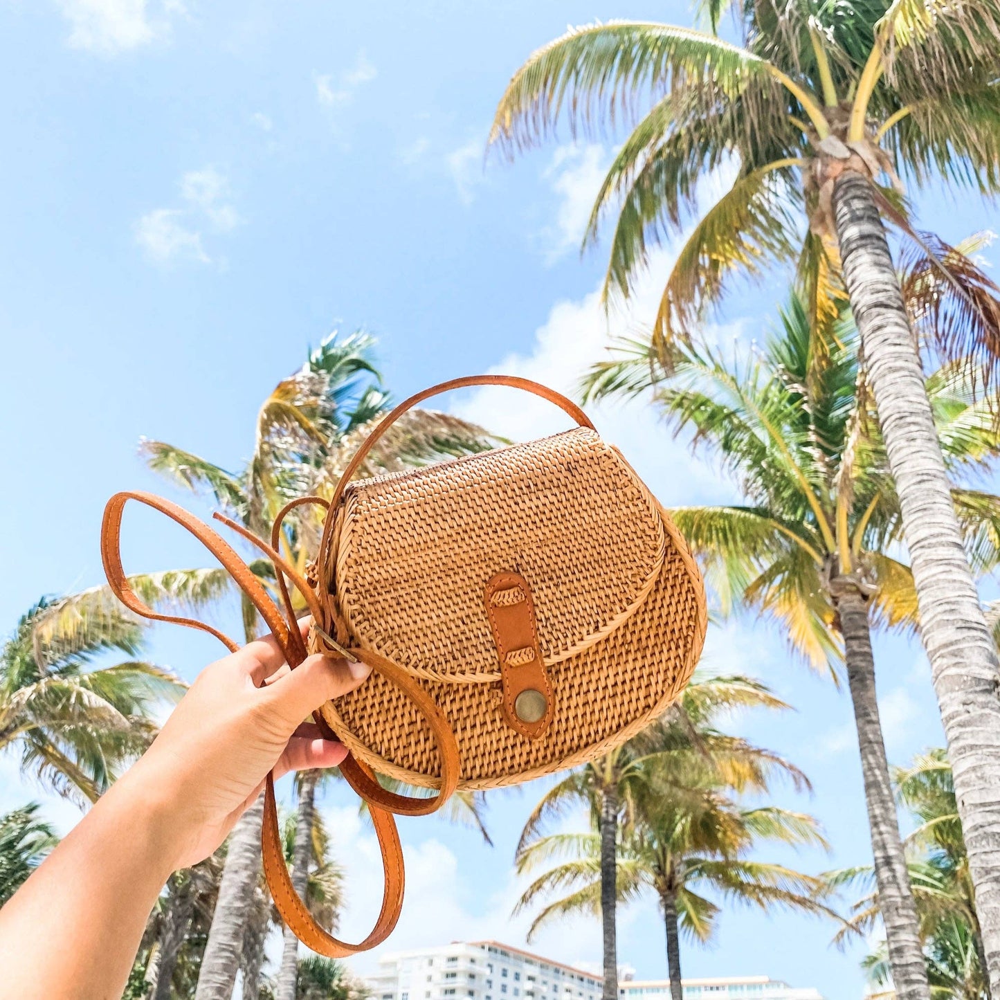 Ganapati Bali Rattan Crossbody Messenger Bag