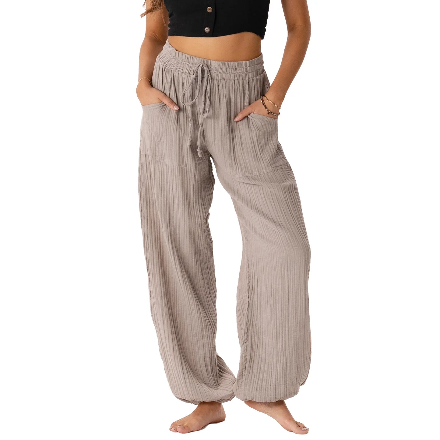 Lotus and Luna Stone Cotton Jogger Harem Pants