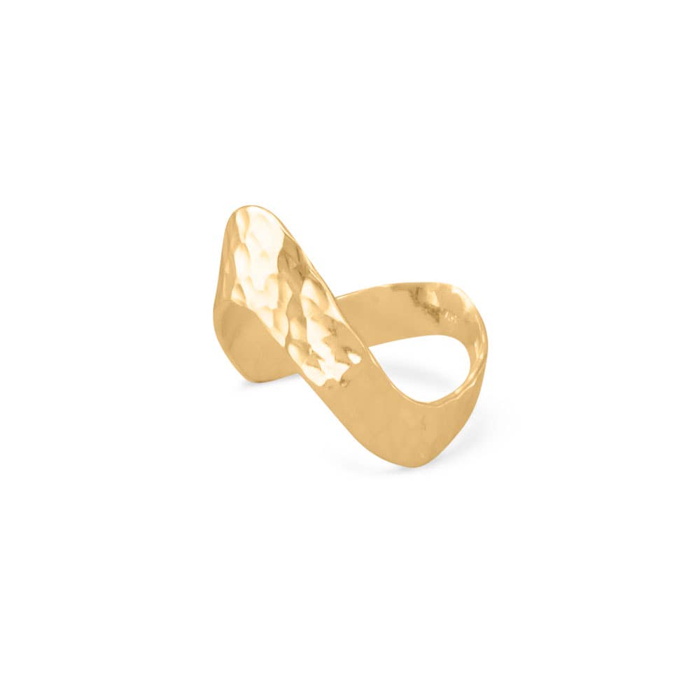 Silver Stars Hammered "V" Chevron Ring
