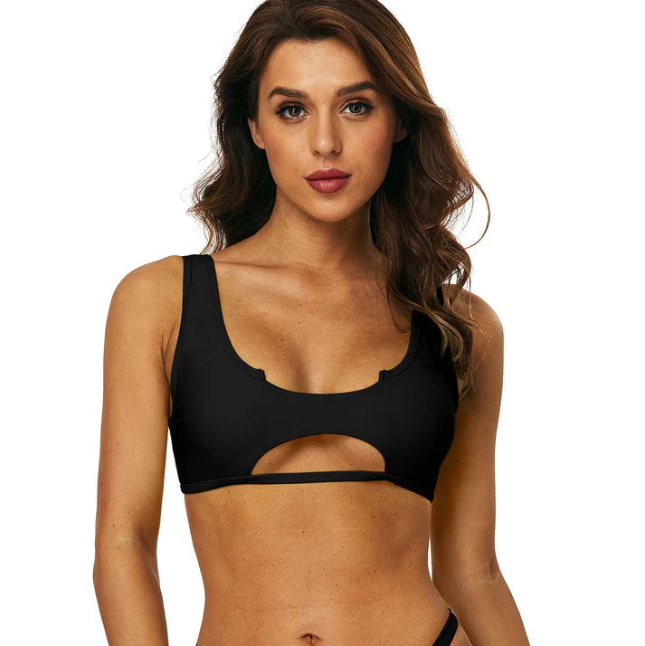 Charmo Strappy Longline Bikini Top - Black