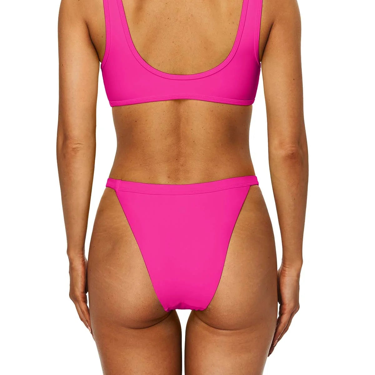 Charmo Strappy Longline Bikini Bottom - Hot Pink