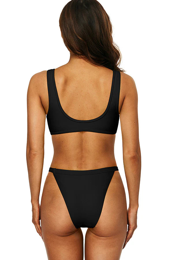 Charmo Strappy Longline Bikini Top - Black