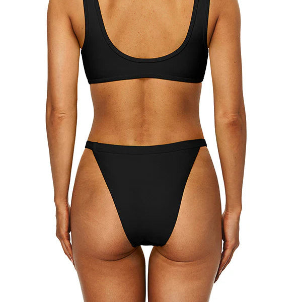 Charmo Strappy Longline Bikini Bottom - Black