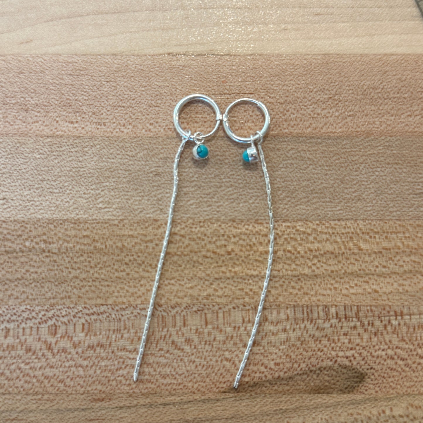 Baizaar Huggie Hoop With Turquoise & Chain