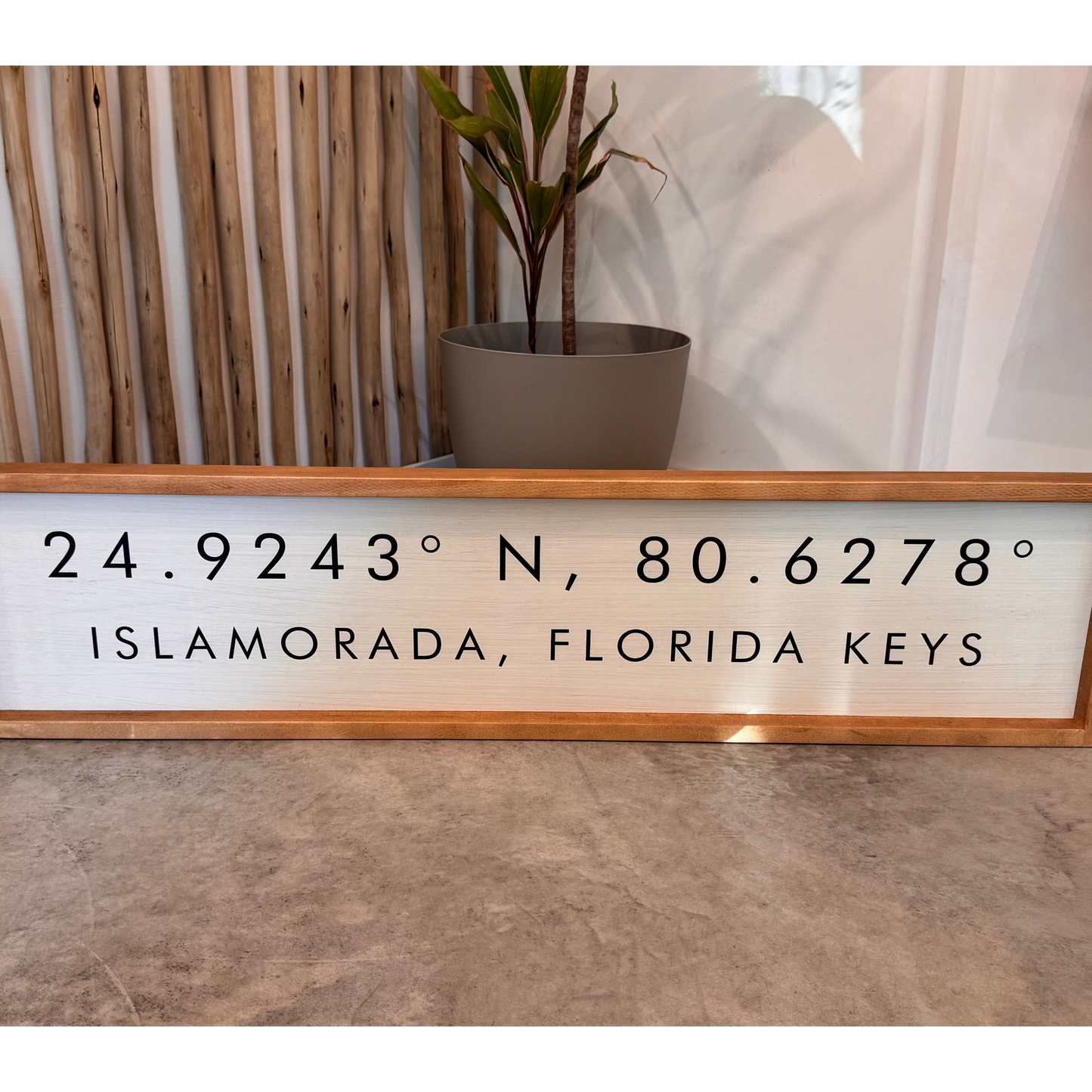 Rustic Marlin Islamorada Coordinates Framed Barnwood Sign