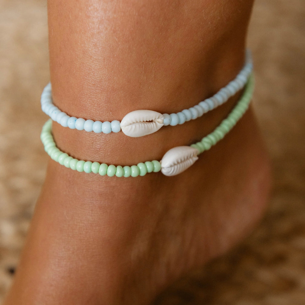 Koh Surf Laaloa Bay Beaded Anklet - Soft Blue