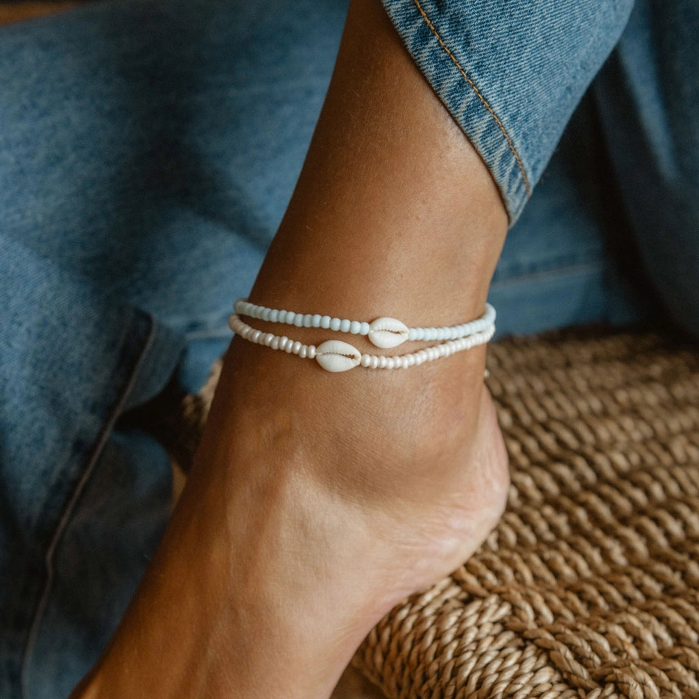 Koh Surf Laaloa Bay Beaded Anklet - Soft Blue