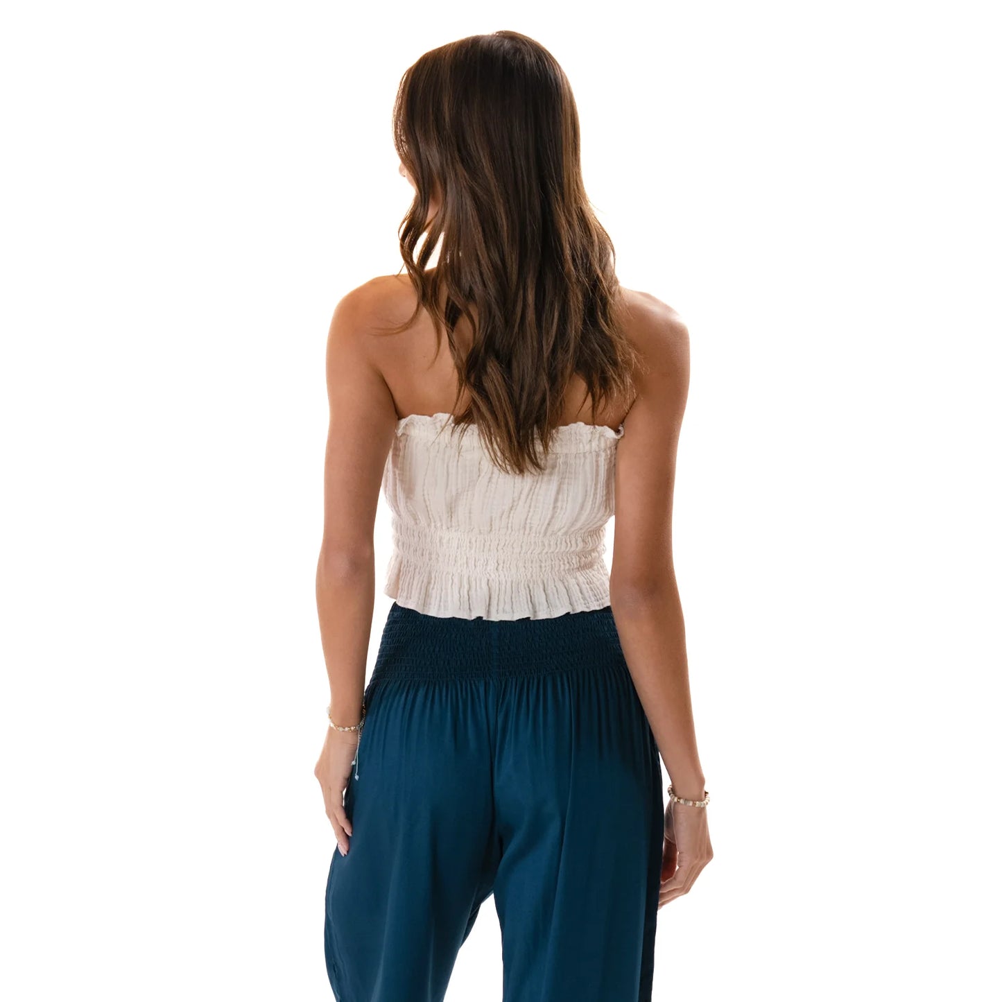 Lotus and Luna Coastal Tube Top with Bead - Cream