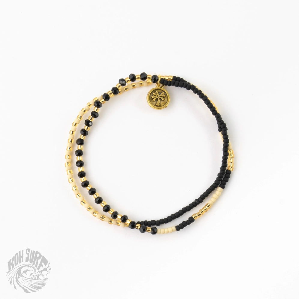 Koh Surf Monte Carlo Beaded Surf Bracelet - Black & Gold