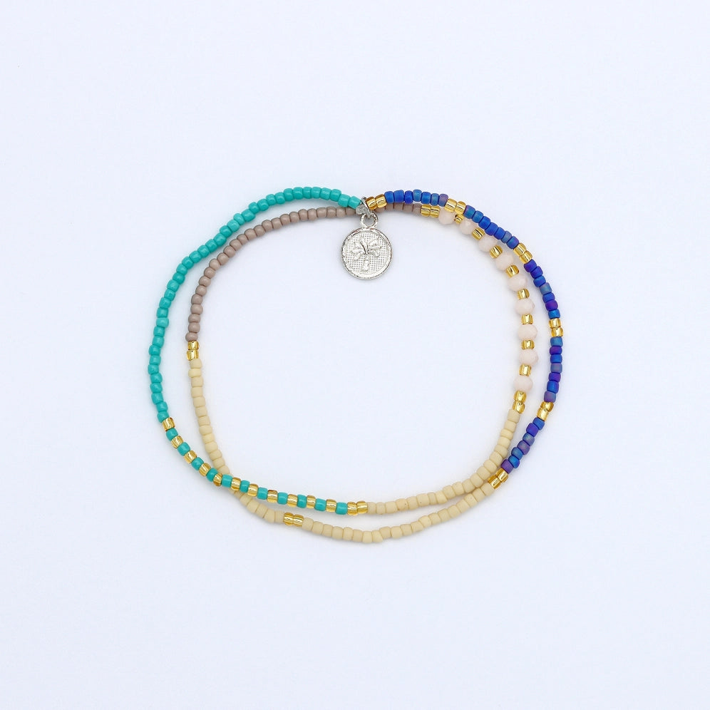 Koh Surf Monte Carlo Beaded Surf Bracelet - Blue & Beige