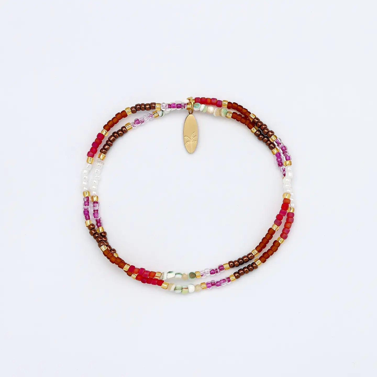 Pineapple Island Berkilau Warm Tone Beaded Bracelet, Dainty Stacking Bracelet