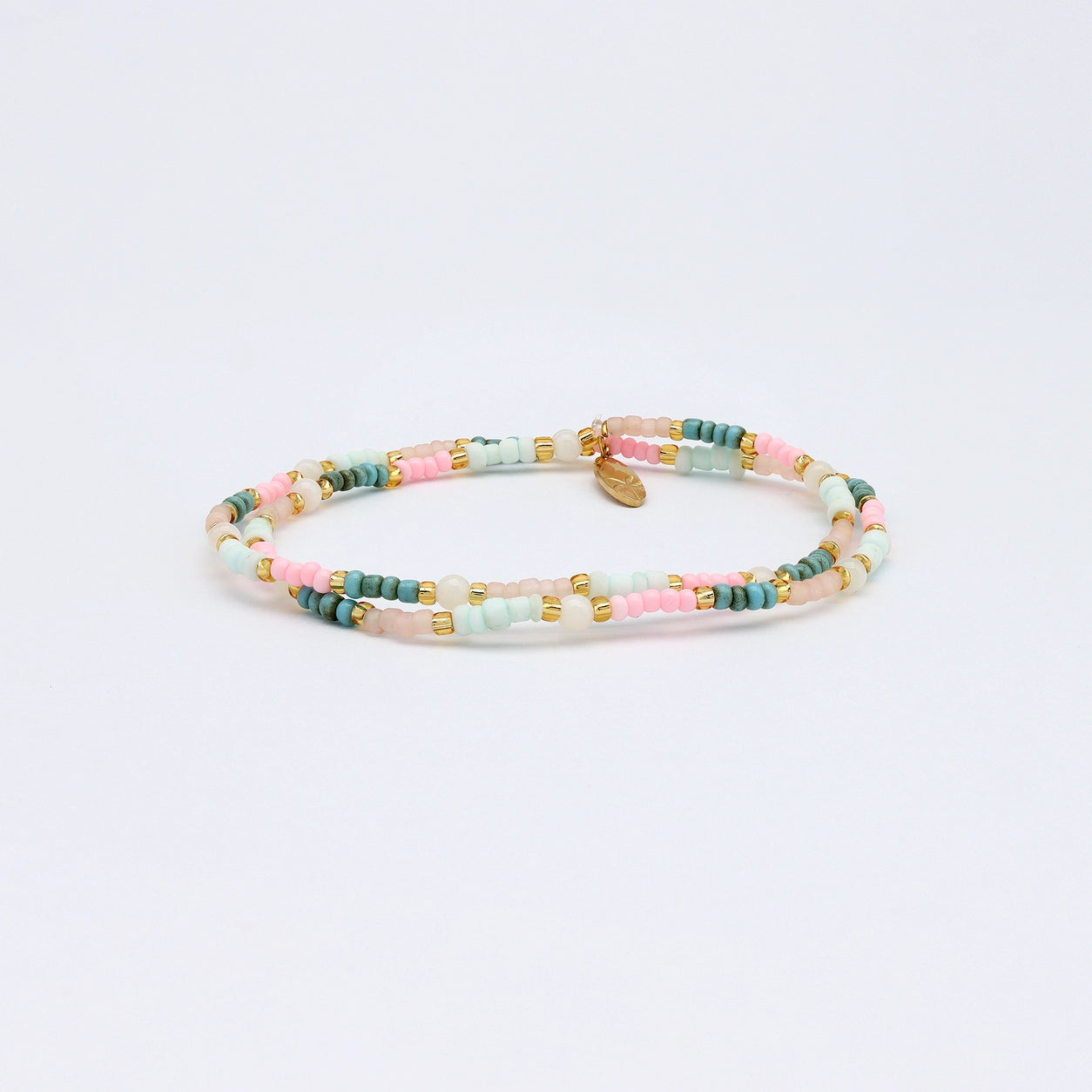 Pineapple Island Kemboja Pastel Beaded Bracelet, Stretchy Pink Bracelet