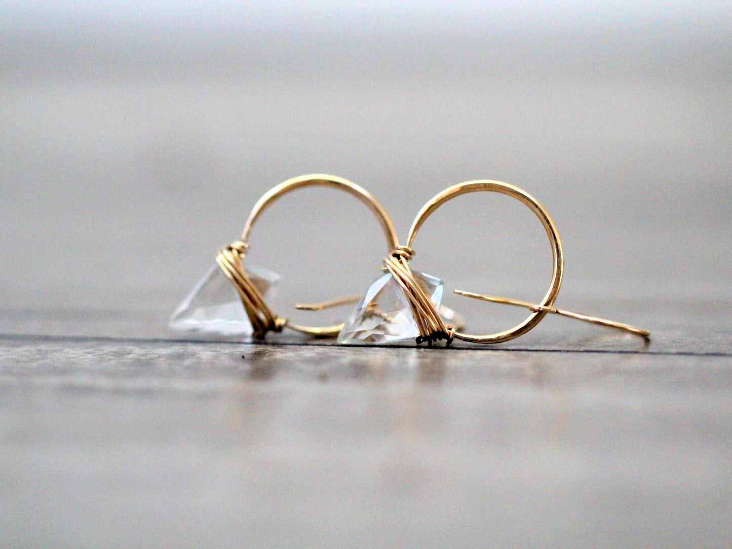 Saressa Designs Gold Albatross Earrings - Crystal Quartz