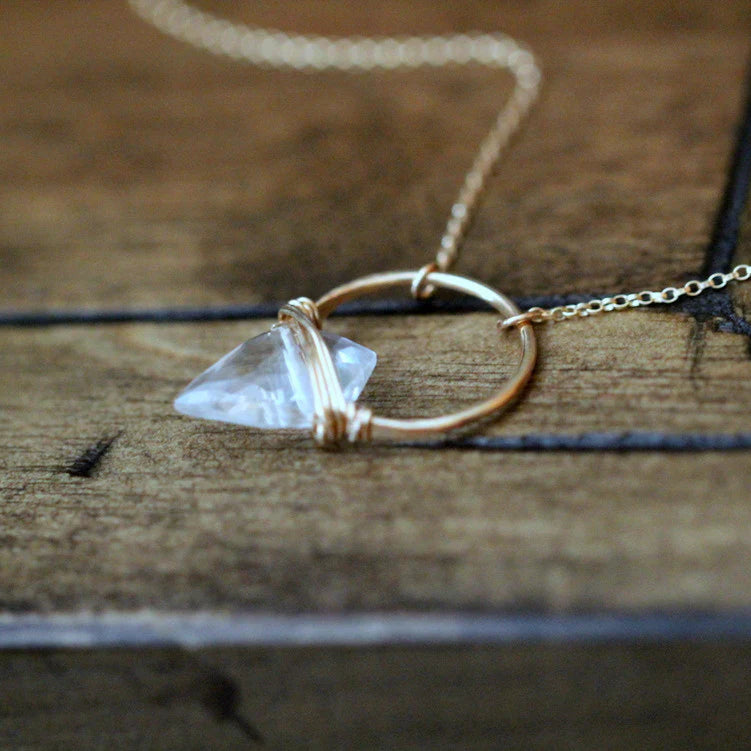 Saressa Designs Gold Albatross Necklace - Crystal Quartz