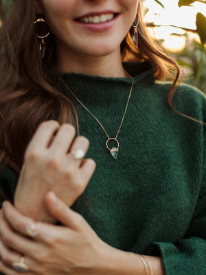 Saressa Designs Gold Albatross Necklace - Crystal Quartz