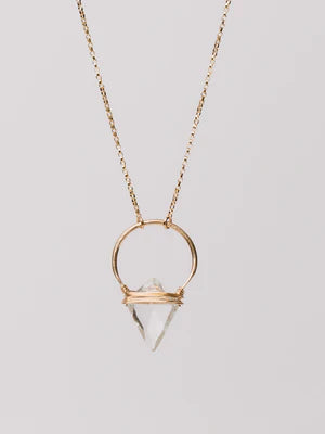 Saressa Designs Gold Albatross Necklace - Crystal Quartz