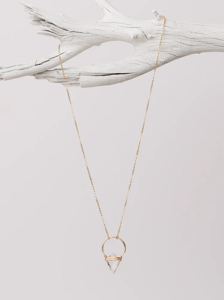 Saressa Designs Gold Albatross Necklace - Crystal Quartz