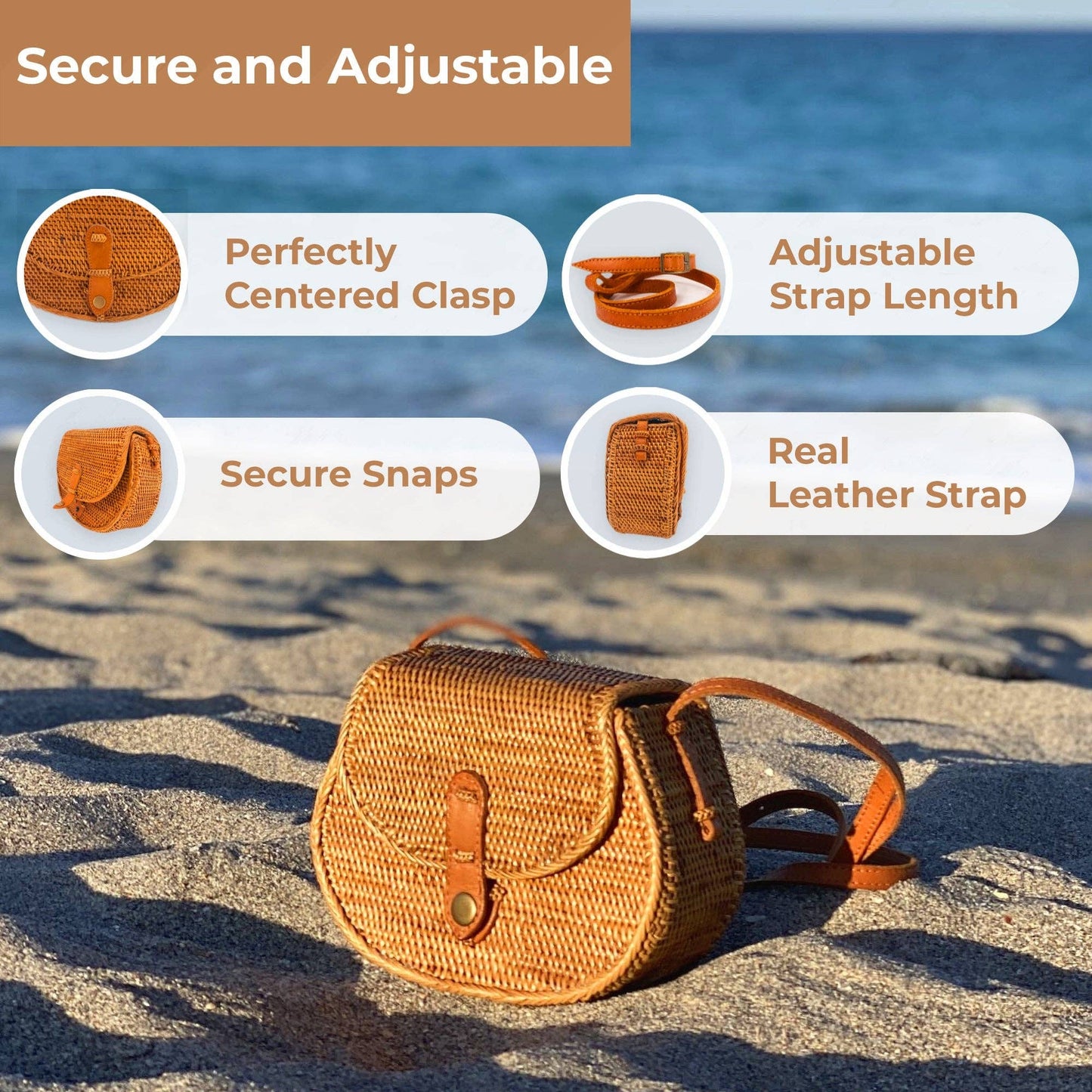 Ganapati Bali Rattan Crossbody Messenger Bag