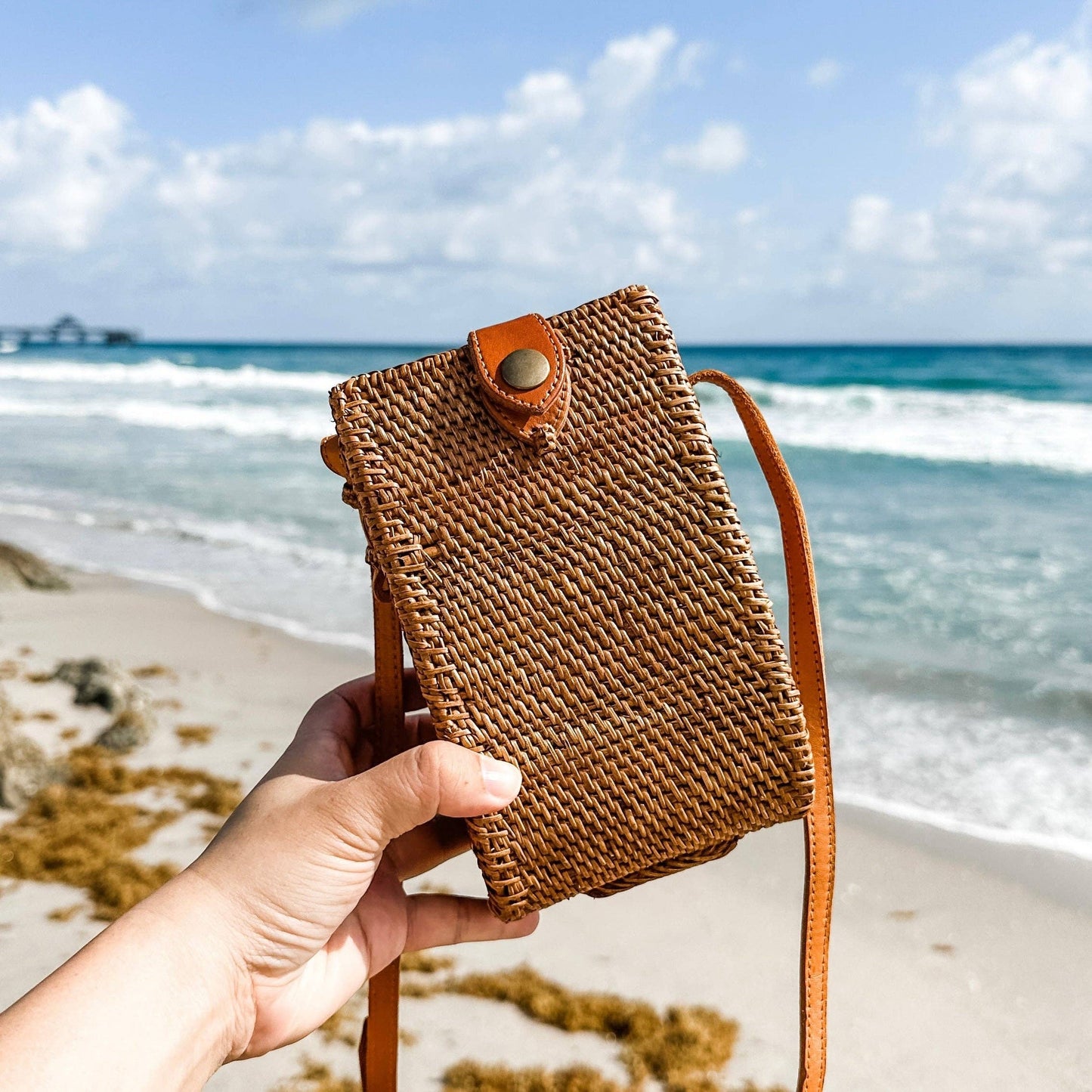 Ganapati Bali Rattan Envelope Crossbody Bag