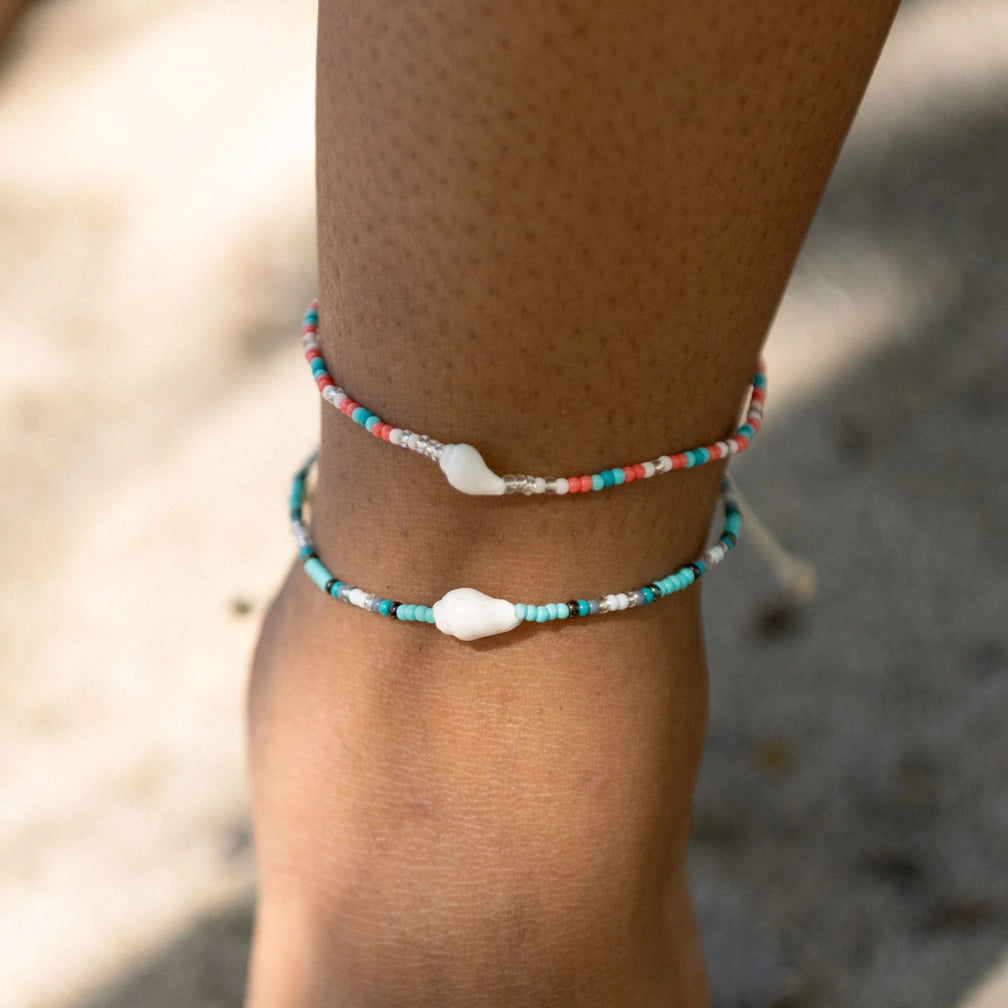 Pineapple Island Mauna Loa Beaded Anklet - Turquoise