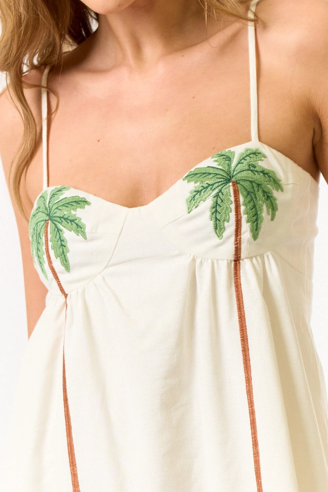 Blue Blush Linen Palm Dress