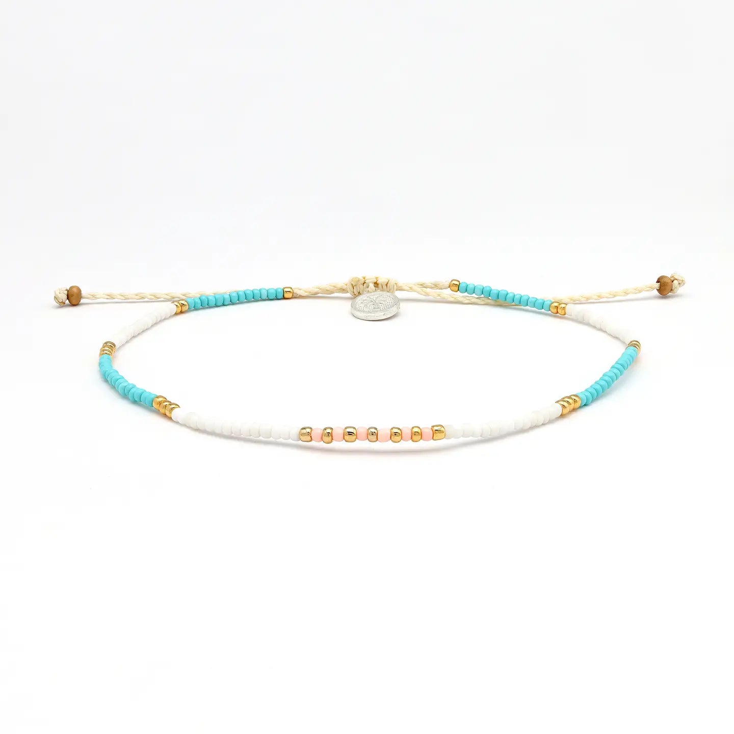 Pineapple Island Gembira Beaded Anklet - Blue & White