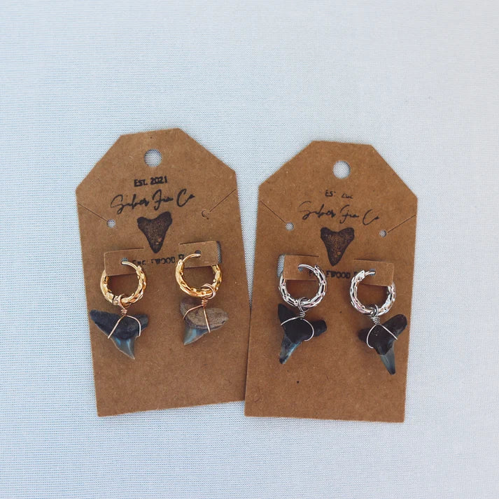 Silver Fin Shark Hoops - Gold