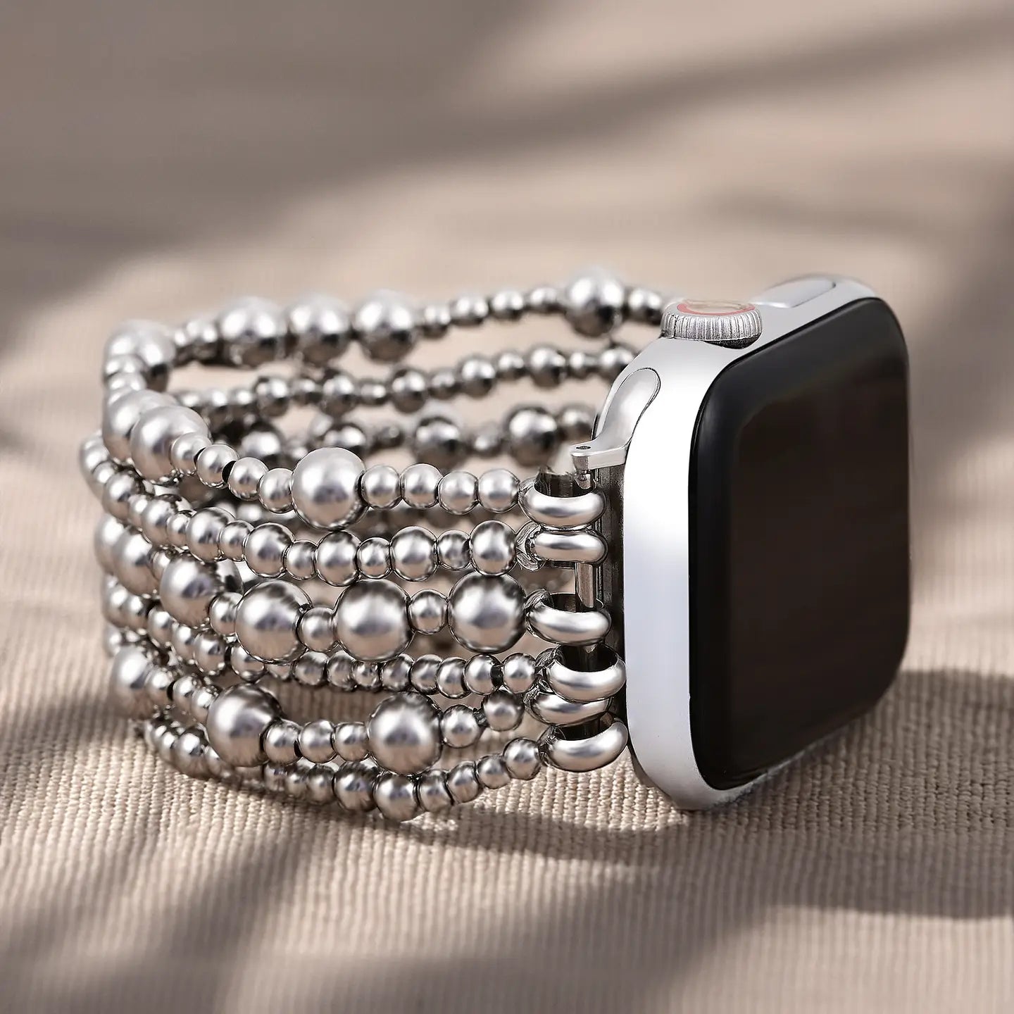 Cape Diablo - Silver Beaded Apple Watch Band
