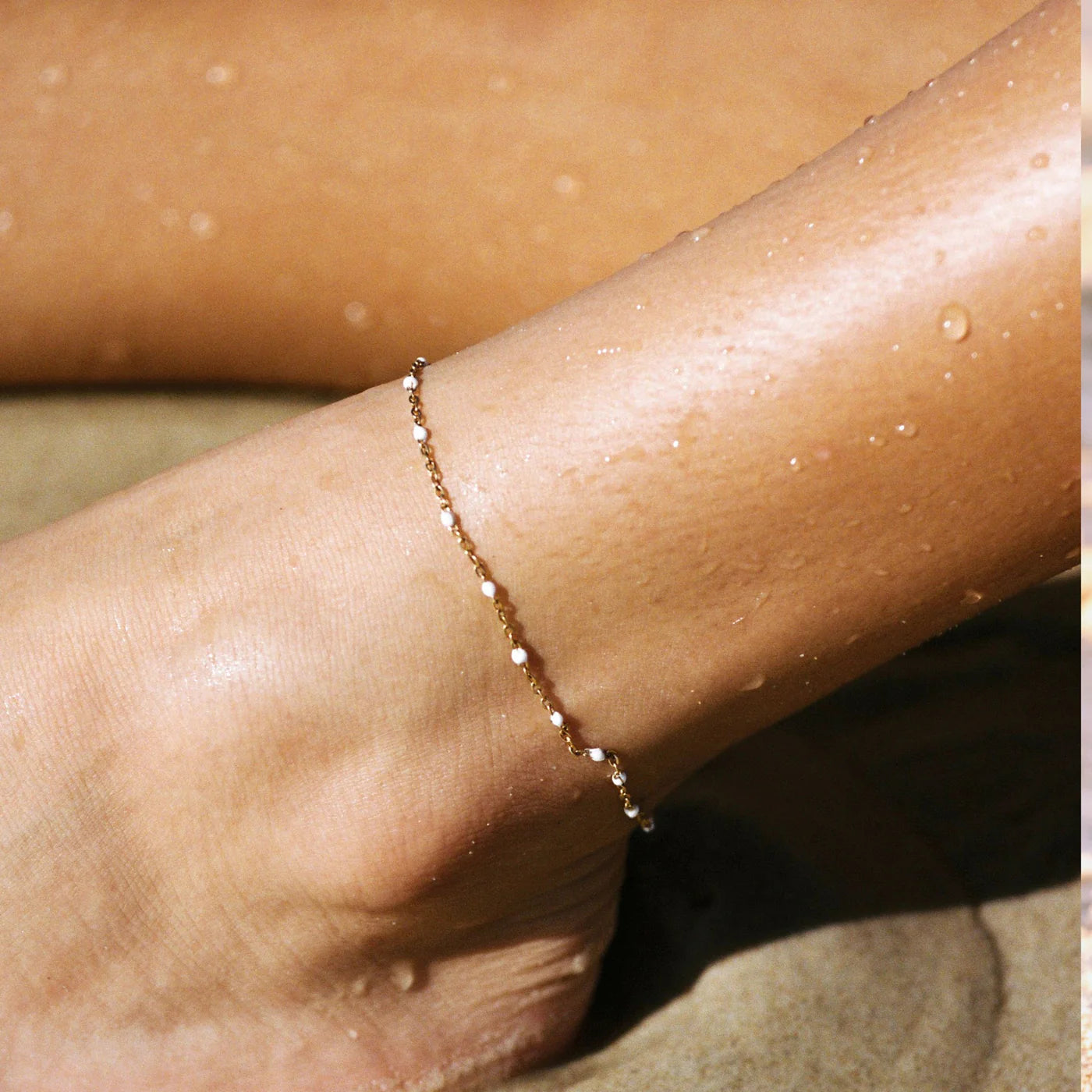 Atolea White Beaded Anklet