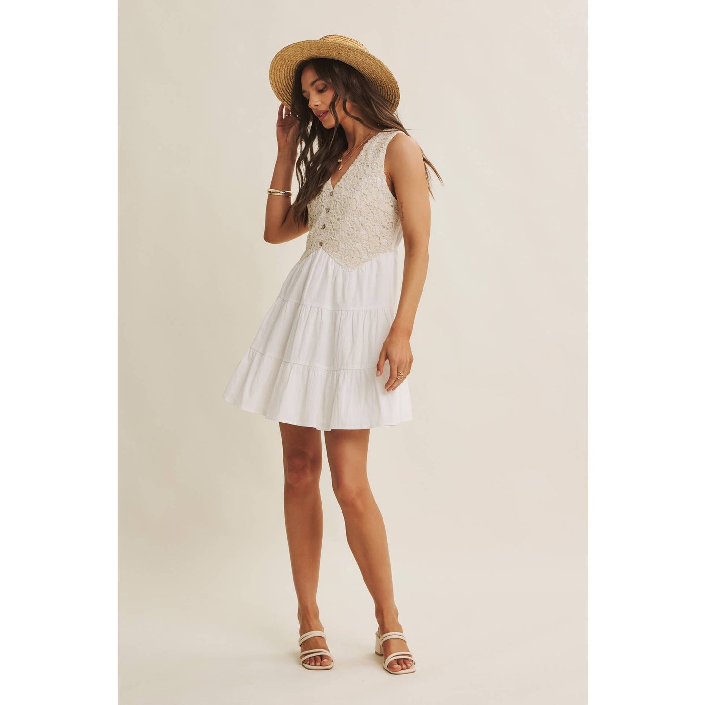 In February - French Picnic Cotton Crochet Dress