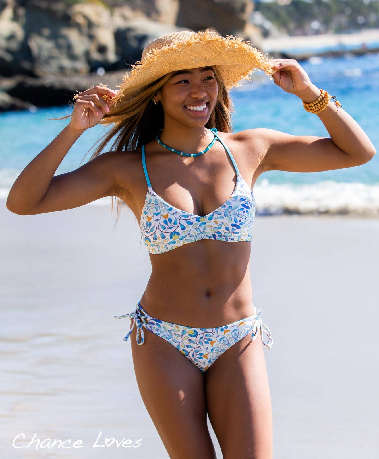 Chance Loves Classic Tie Side Bottoms - Santorini
