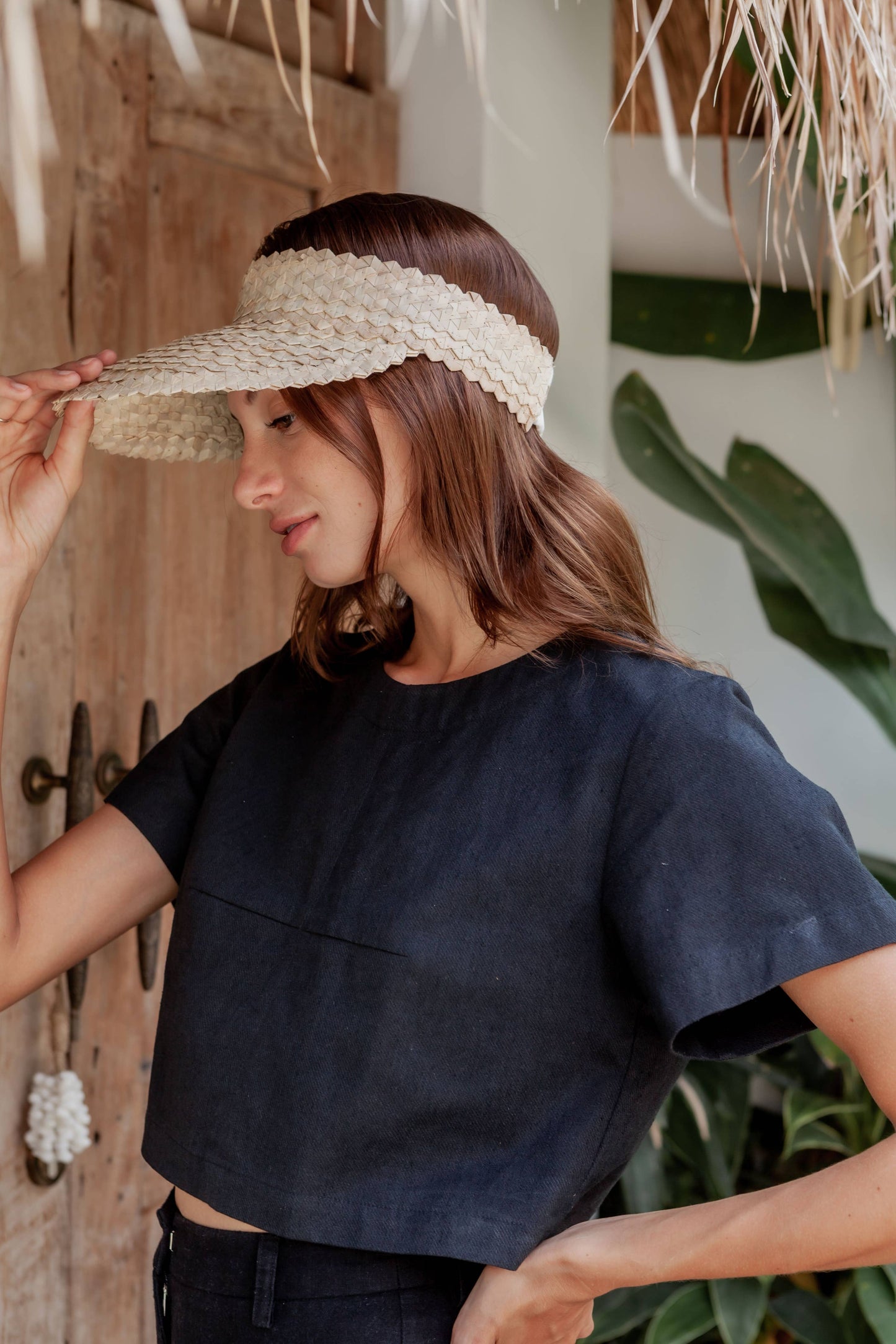Village Thrive Rattan Sun Visor - Blonde