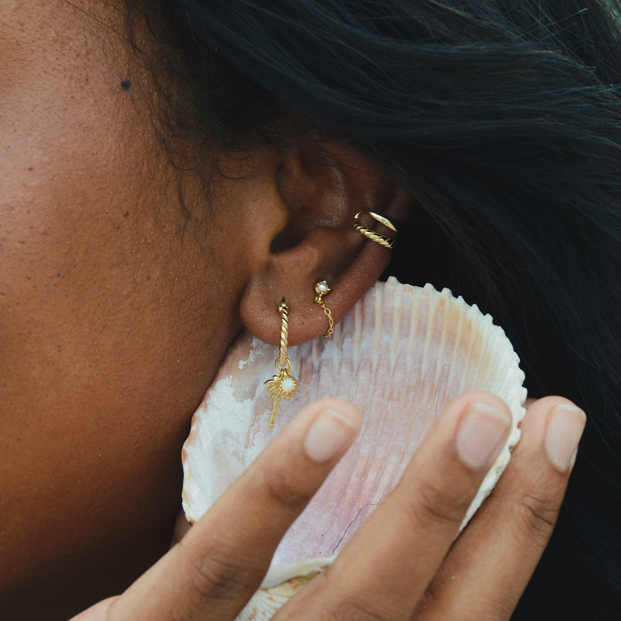 The Salty Gem Pearl Chain Earrings