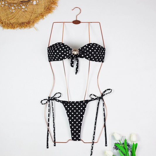 Dipped Polka Dot Strapless Bikini Bottom