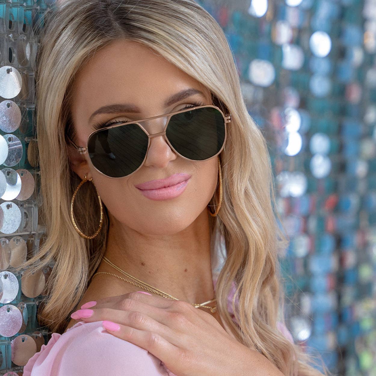 Topfoxx Untangled x Emily Tangle Free Aviator Sunglasses - Olive
