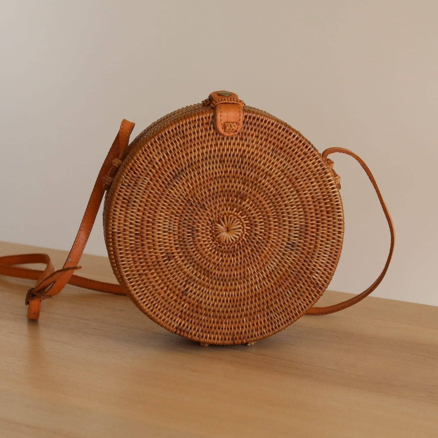 Ganapati Bali Round Rattan Crossbody Bag