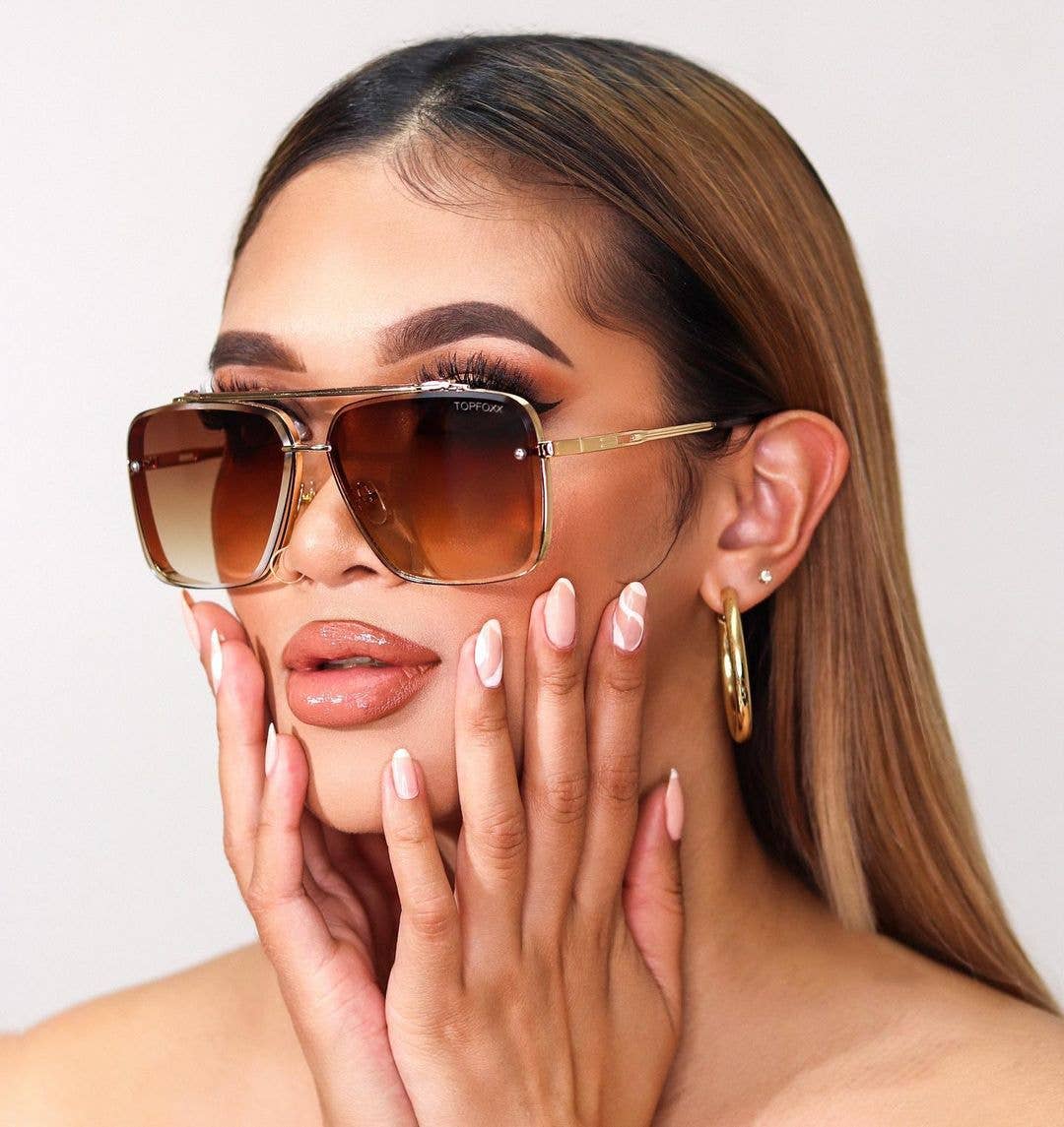 Topfoxx Small Bella Tangle Free Aviator Sunglasses - Coffee