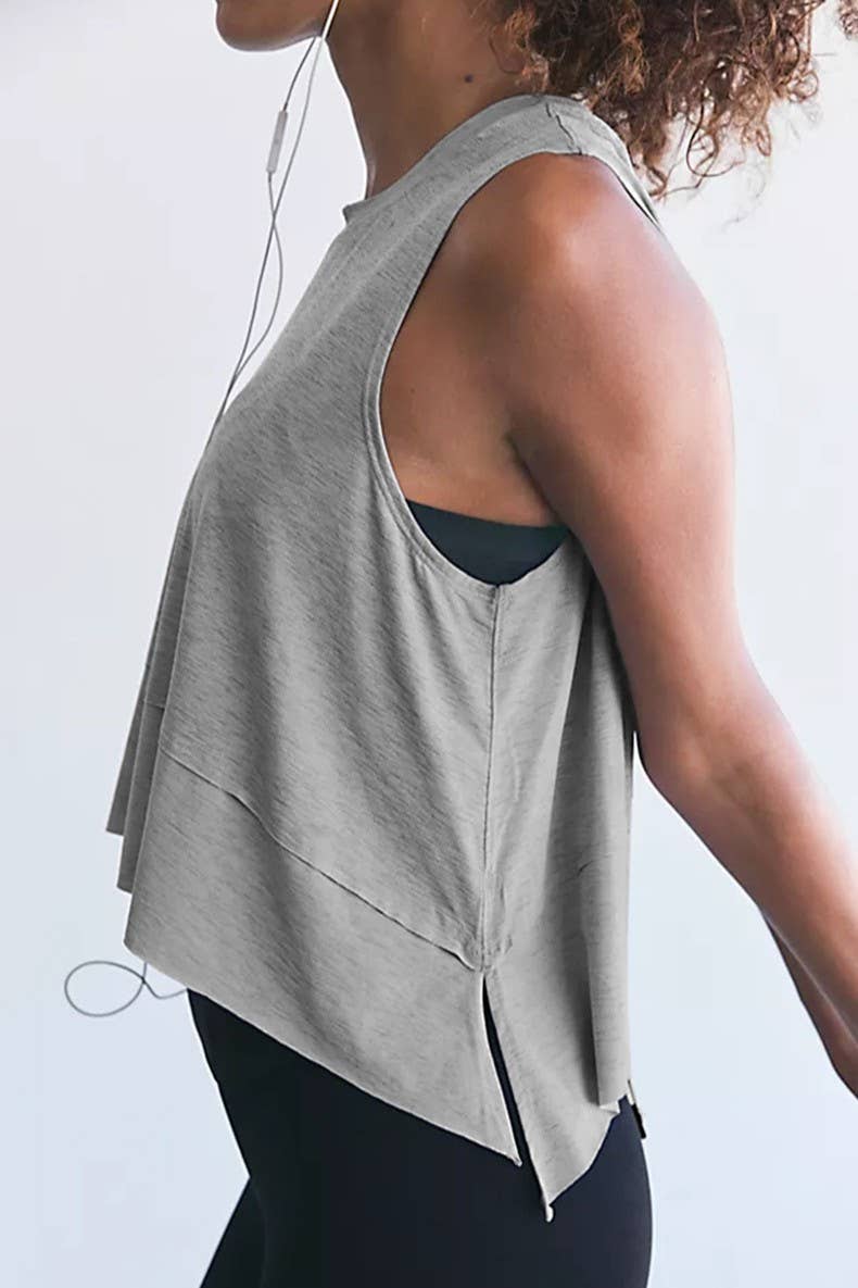 Rosa Clothing Arcade Hem Side Slits Crew Neck