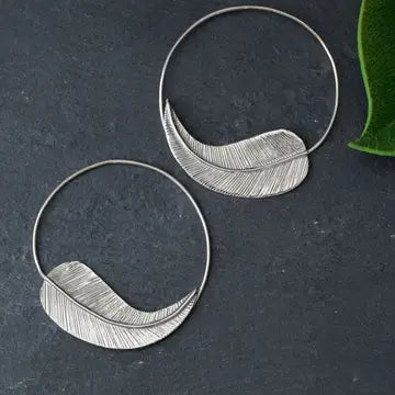 Baizaar Feathered Hoop Earrings