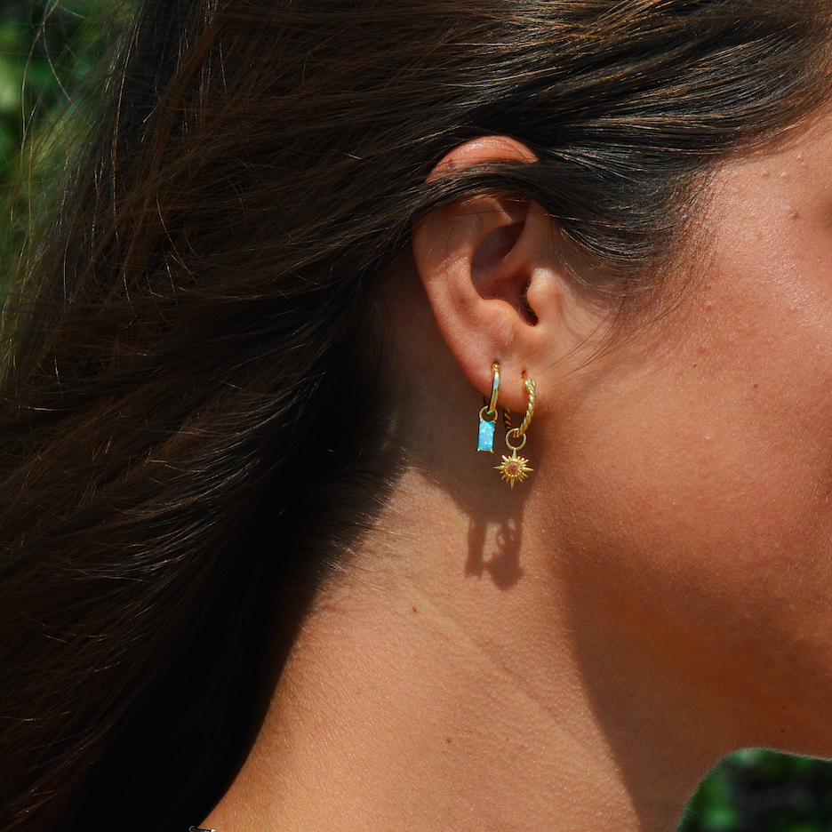 The Salty Gem Blue Lagoon Opal Hoops