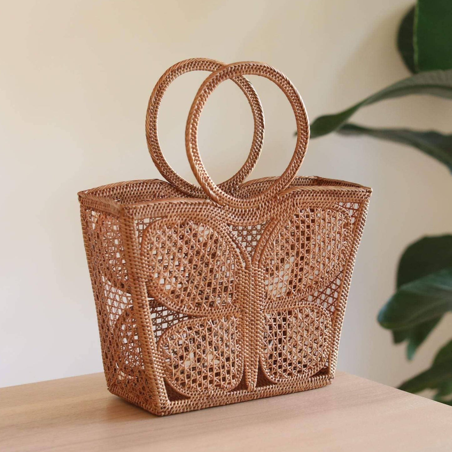 Ganapati Bali Rattan Handbag - Butterfly