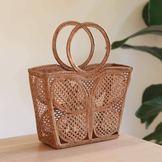 Ganapati Bali Rattan Handbag - Butterfly