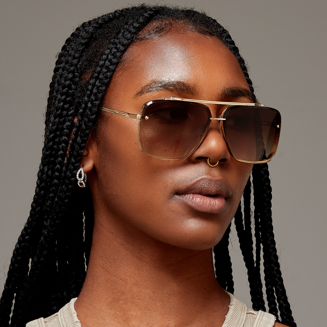 Topfoxx Small Bella Tangle Free Aviator Sunglasses - Coffee